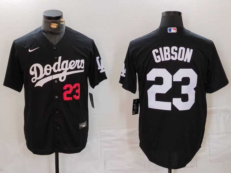 Men%27s Los Angeles Dodgers #23 Kirk Gibson Number Black Cool Base Stitched Jersey->philadelphia phillies->MLB Jersey